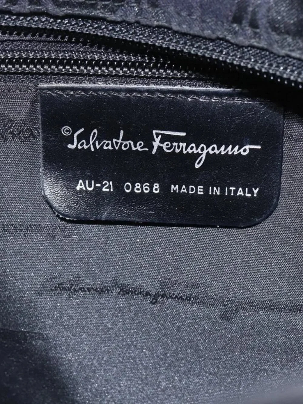Salvatore Ferragamo Tote Bag Nylon Black Silver Auth SW2049
